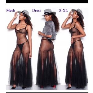 See through Mesh maxi dress PINK